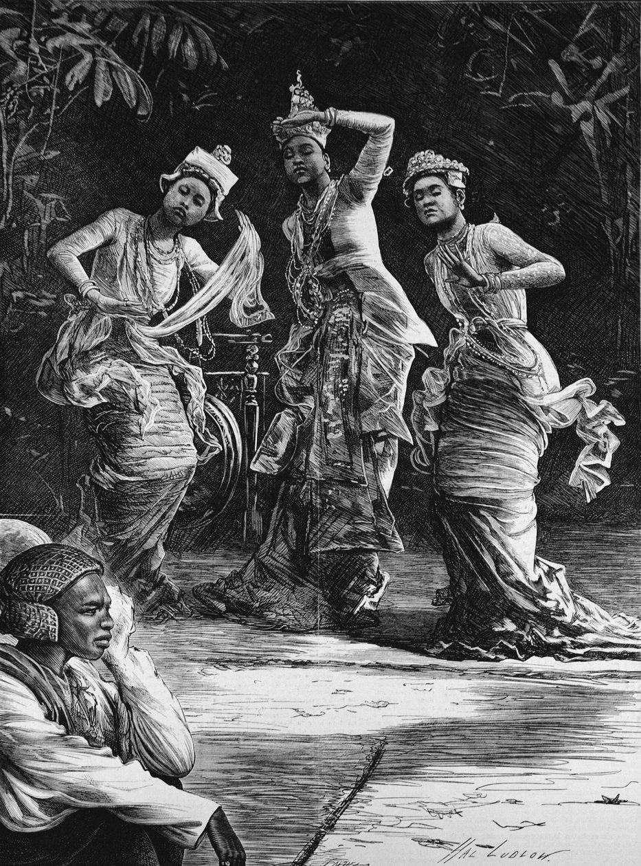 Burmesiske balletpiger, som de optrådte før vicekongen i Indien i Rangoon, fra 