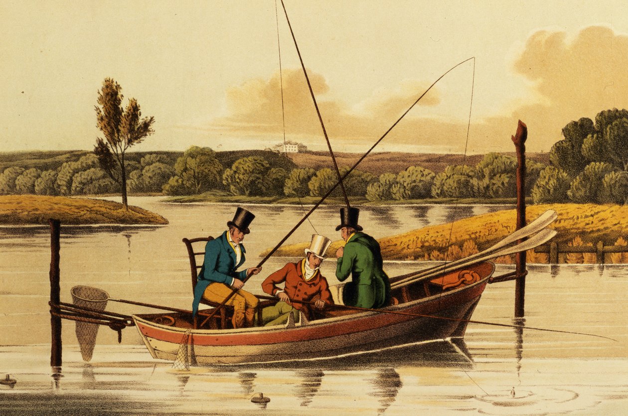 Fishing in a Punt, aquatinted af I. Clark, pub. af Thomas McLean, 1820 (aqautint) af Henry Thomas Alken