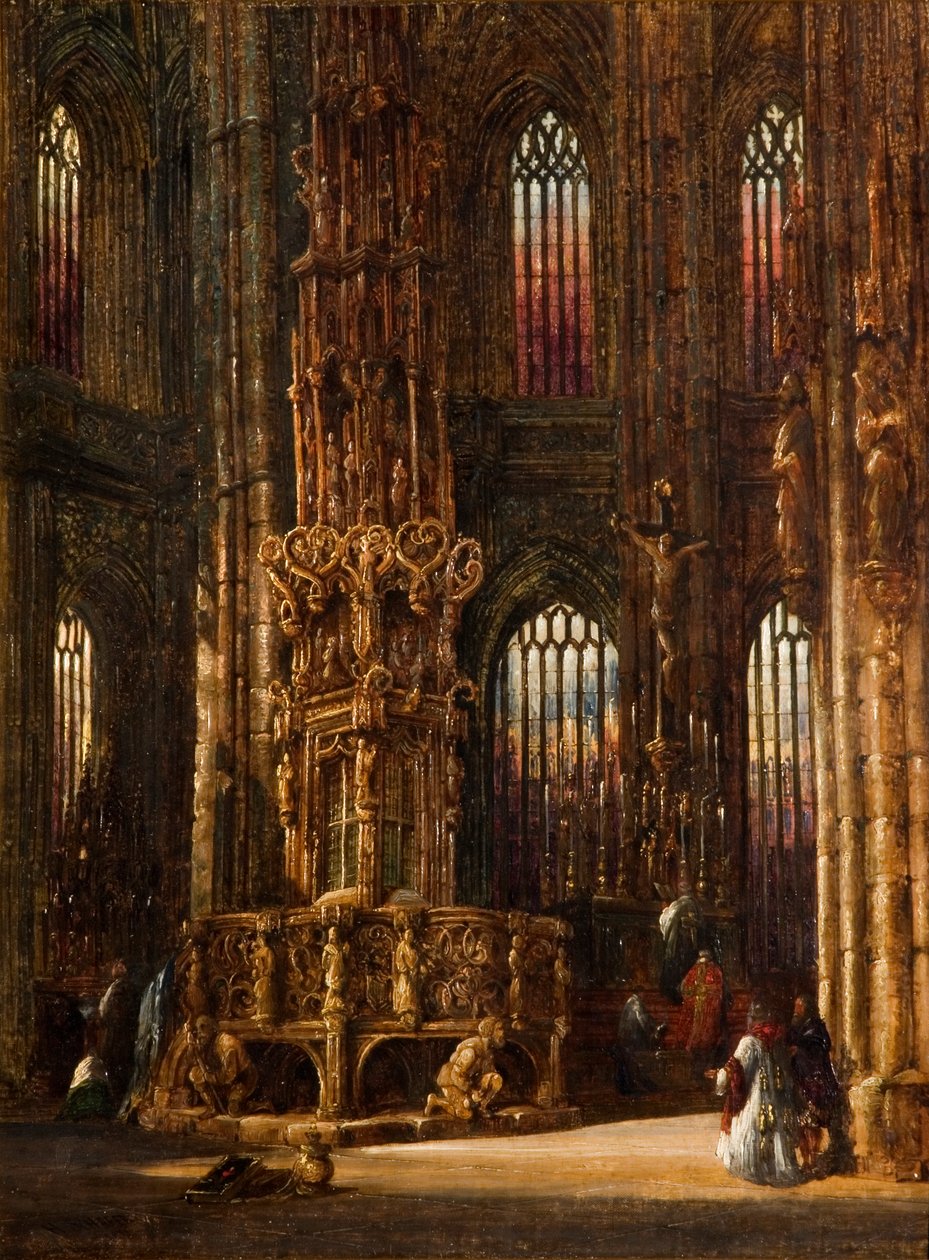 Interiør af St. Lawrence-kirken, Nürnberg, ca. 1875 af Henry Thomas Schafer