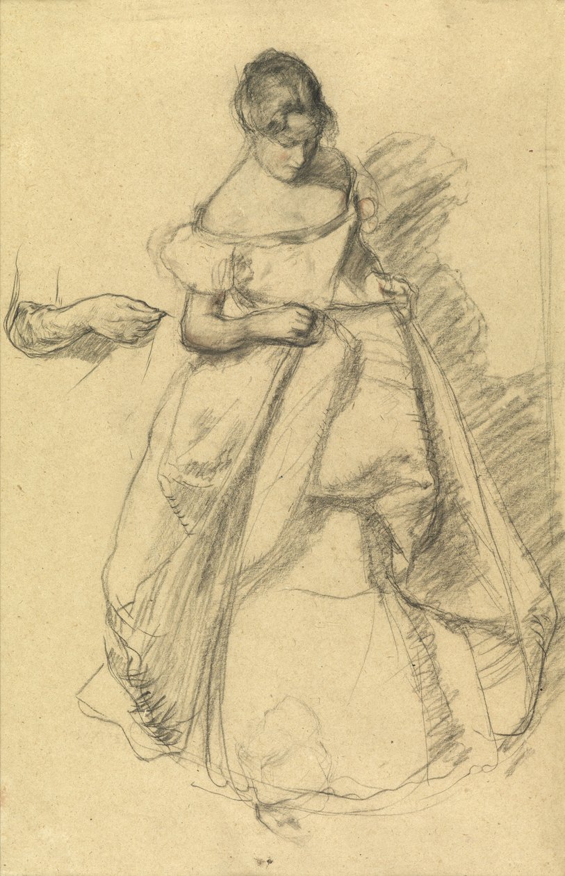 Studie af en pige til "The Torn Gown" (kridt på papir) af Henry Tonks