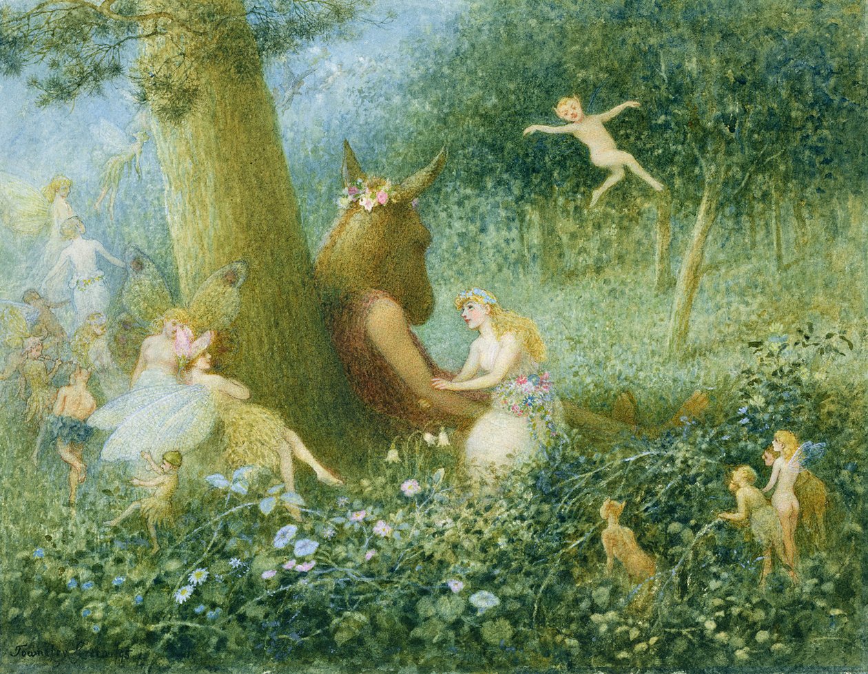 En midsommernatsdrøm, 1895 (wc med bodycolour på papir) af Henry Towneley Green