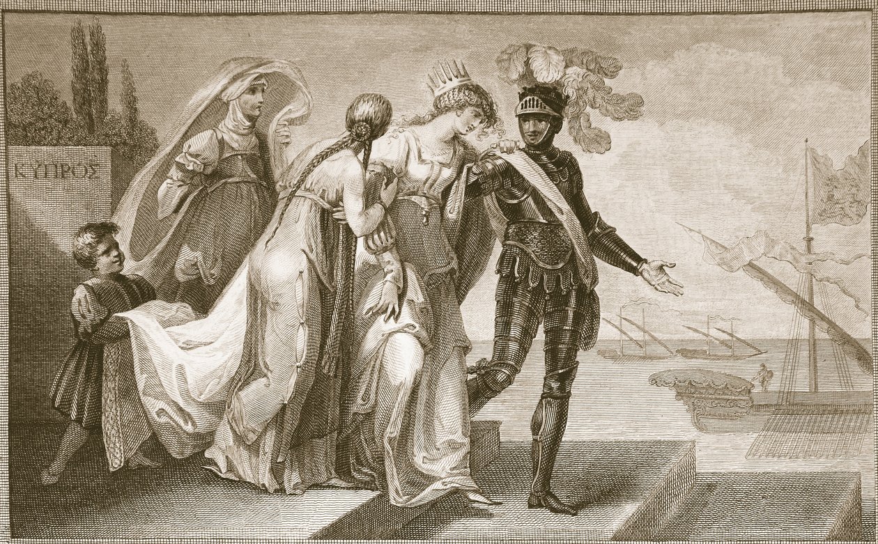 Richard I forlader Cypern, graveret af J. Fittler, illustration fra David Humes 