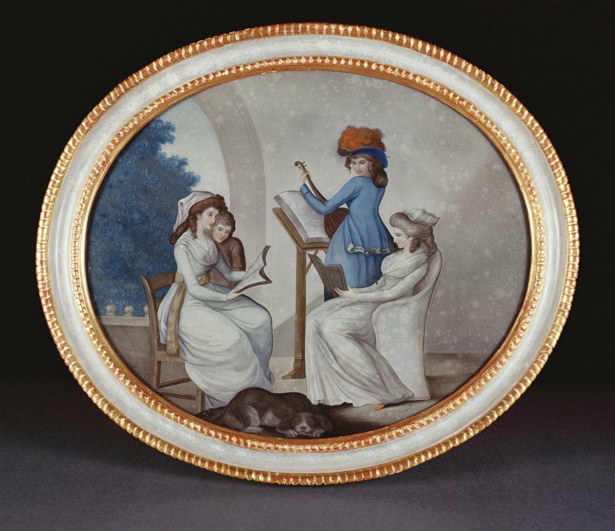 Et omvendt glasmaleri med musikerinder, Qianlong-perioden (1736-95) ca.1790 (glas) af Henry W. Banbury