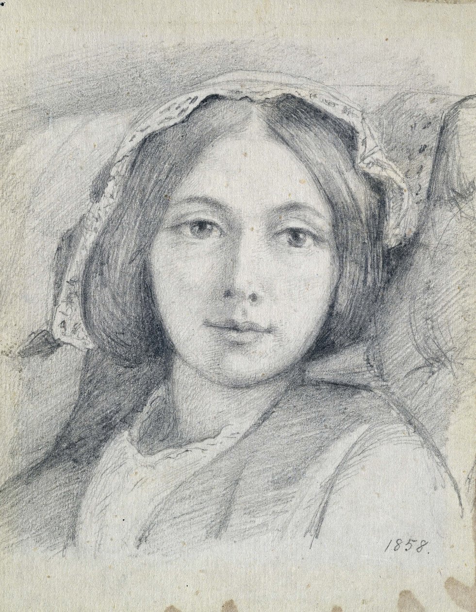 Mary Ellen Meredith, 1858 (blyant på lagt papir) af Henry Wallis