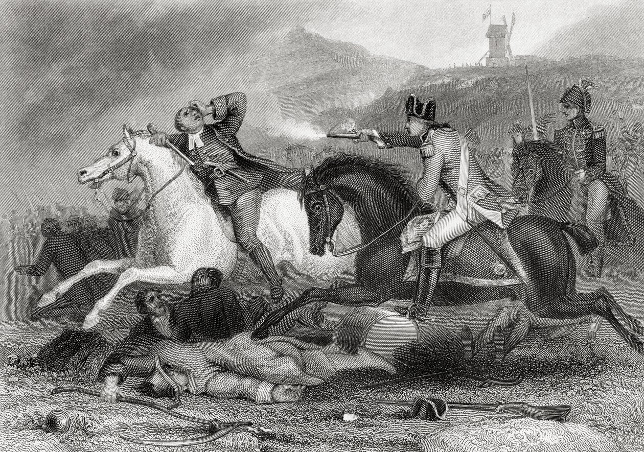 Oprørsleder Father Clinch bliver skudt i slaget ved Vinegar Hill, Enniscorthy, County Wexford, Irland i 1798, fra 
