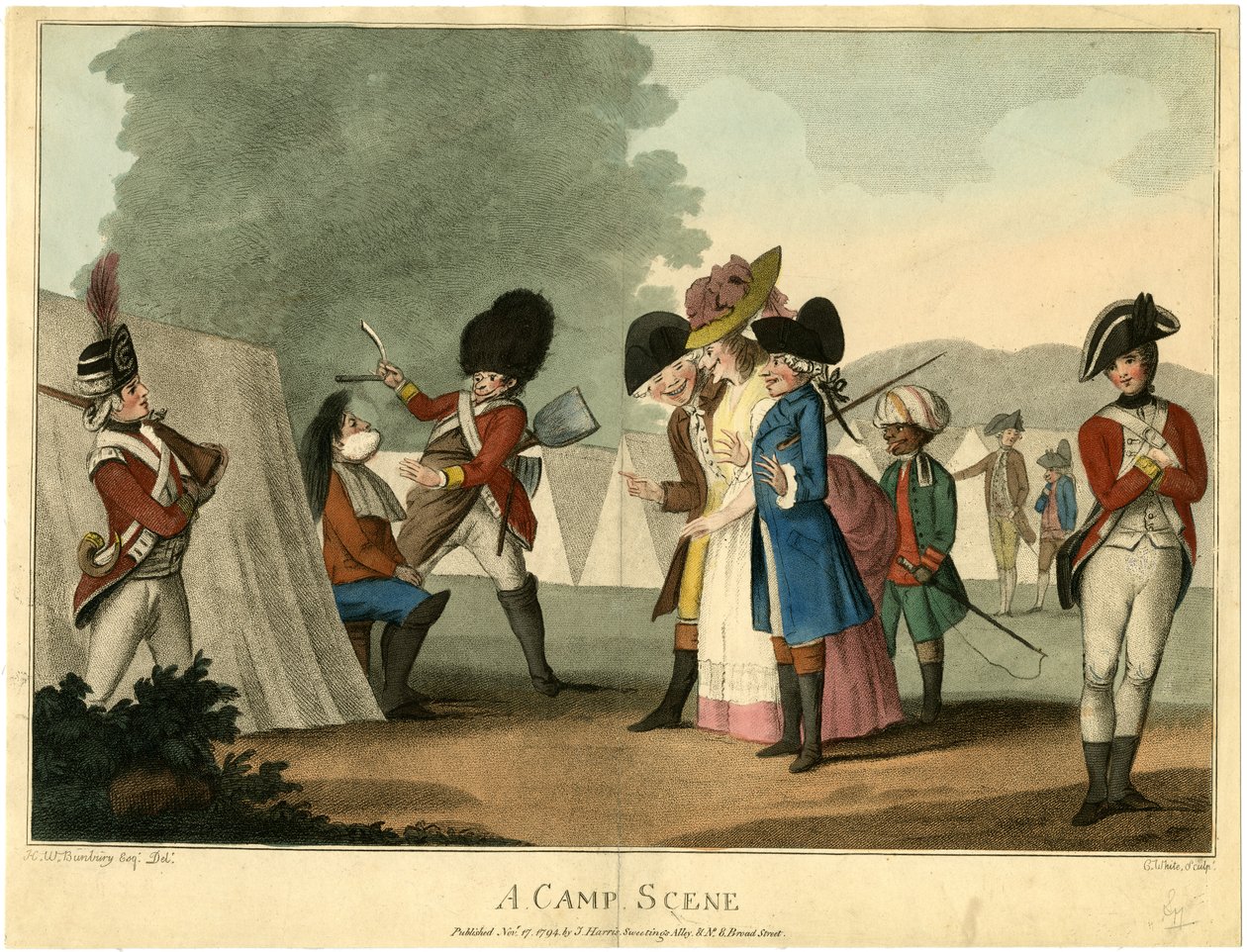 En lejrscene, 1794 af Henry William Bunbury