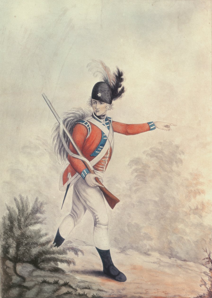 Light Infantryman, maleri til Soiron-graveringen udgivet af Thomas Macklin, 20. juli 1791 af Henry William Bunbury