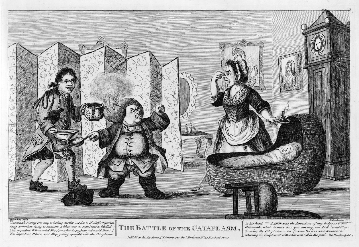 The Battle of the Cataplasm, pub. 1773 af Henry William Bunbury