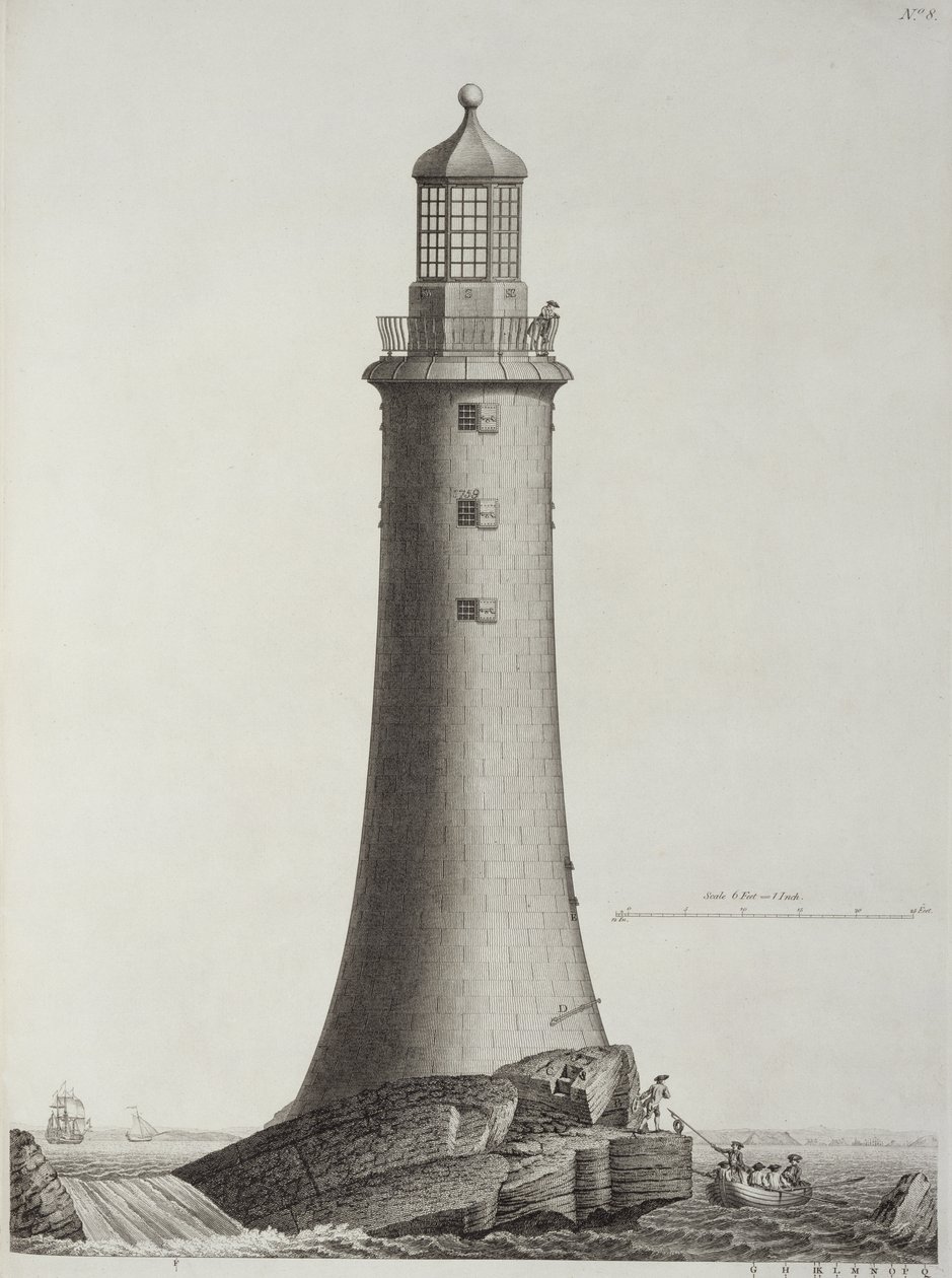 Eddystone Lighthouse graveret af Edward Rooker (ca. 1712-74), 1763 af Henry Winstanley