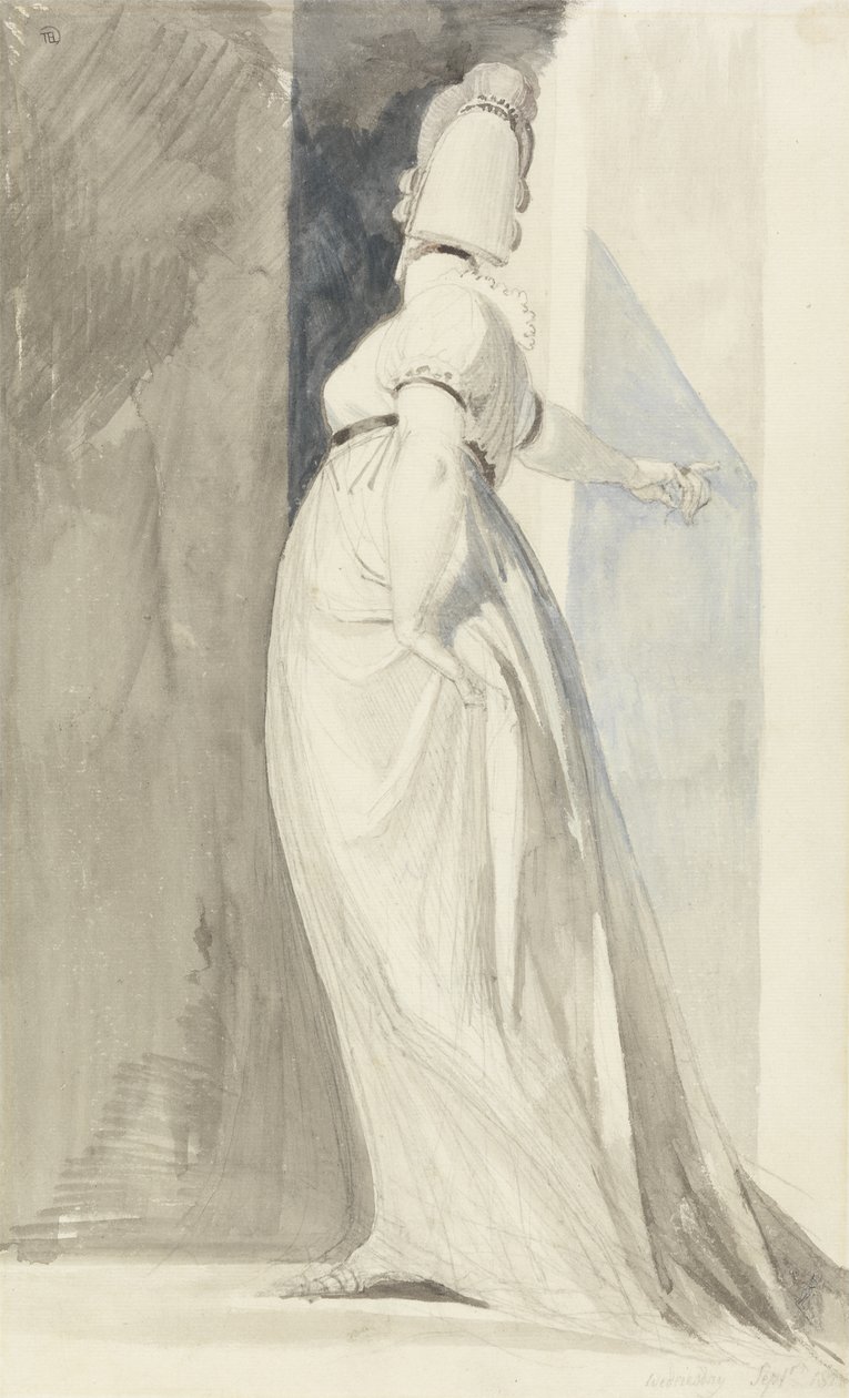 Set bagfra af en stående kvinde, kaldet fru Fuseli af Henry  Fuseli