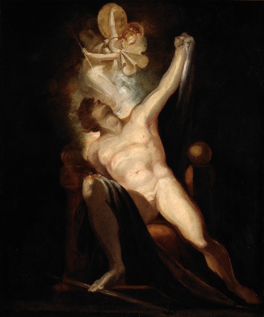 John Miltons Paradise Lost, Satan and the Birth of Syn (Bog II, 746-758), Maleri nr. 6 fra The Milton Gallery af Henry  Fuseli