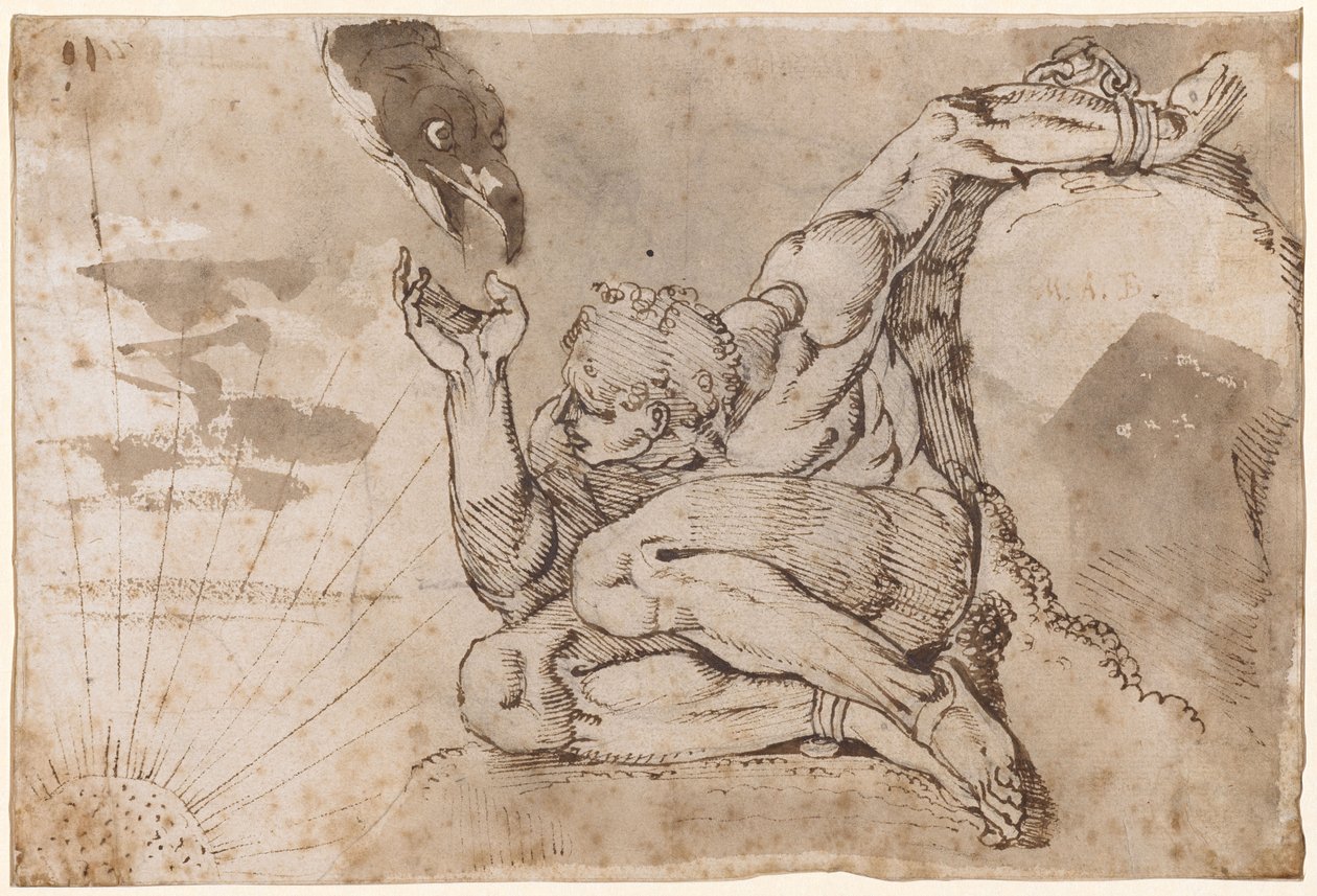 Prometheus (nøgen mand med 5 point givet) af Henry (1741 1825) Fuseli