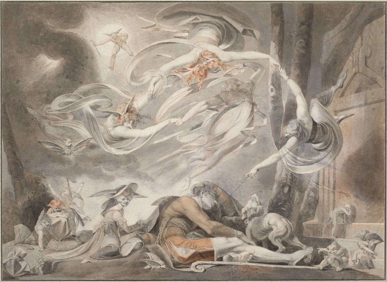 Hyrdens drøm, ca. 1786 (blyant, rød kridt og grå vask) af Johann Heinrich Füssli
