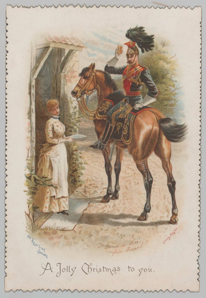 En skål for dig, smukke pige! En glædelig jul til dig (julekort) af Henry Payne