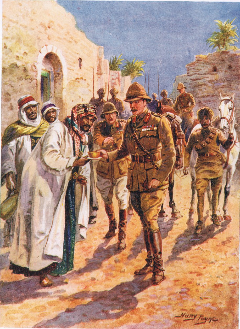 The Arab Sheikhs Hospitality to General Maude, illustration fra Brave Deeds by Brave Men, af C. Sheridan Jones, pub. 1922 af Henry A. 1868 1940 Payne