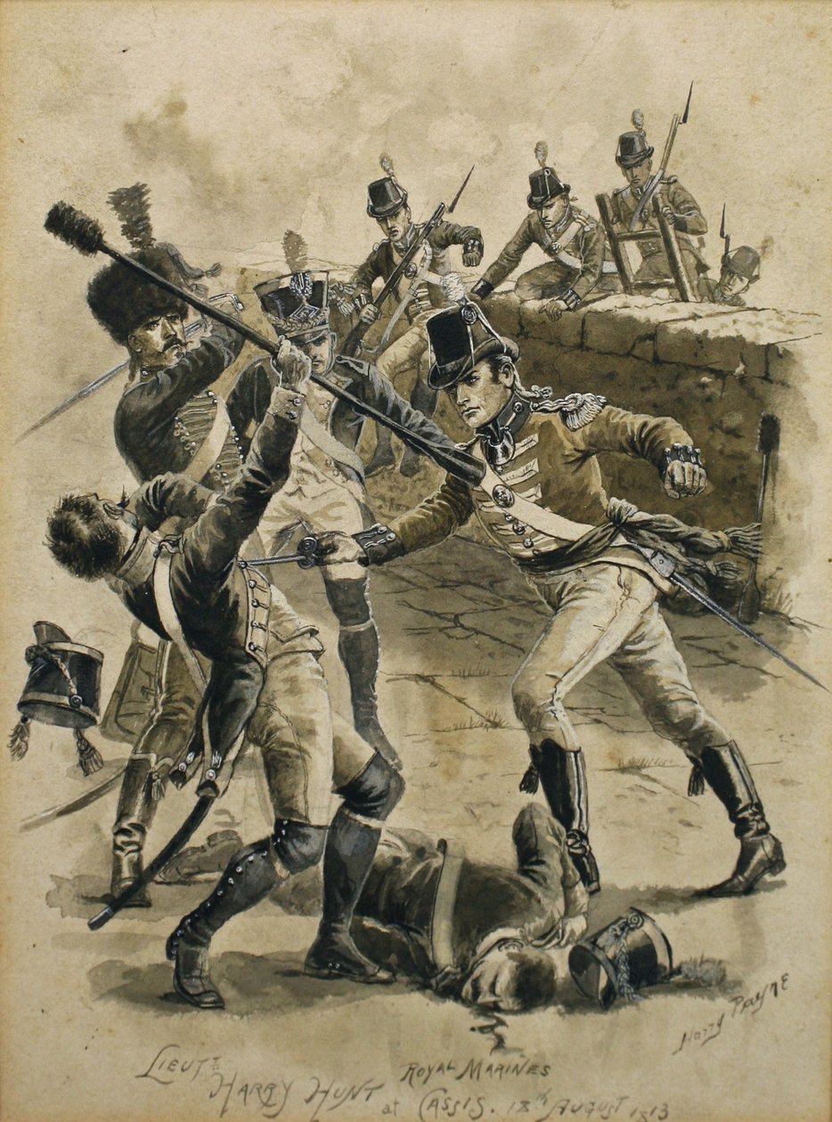 Løjtnant Harry Hunt Royal Marines ved Cassis den 18. august 1813 af Henry A. Payne