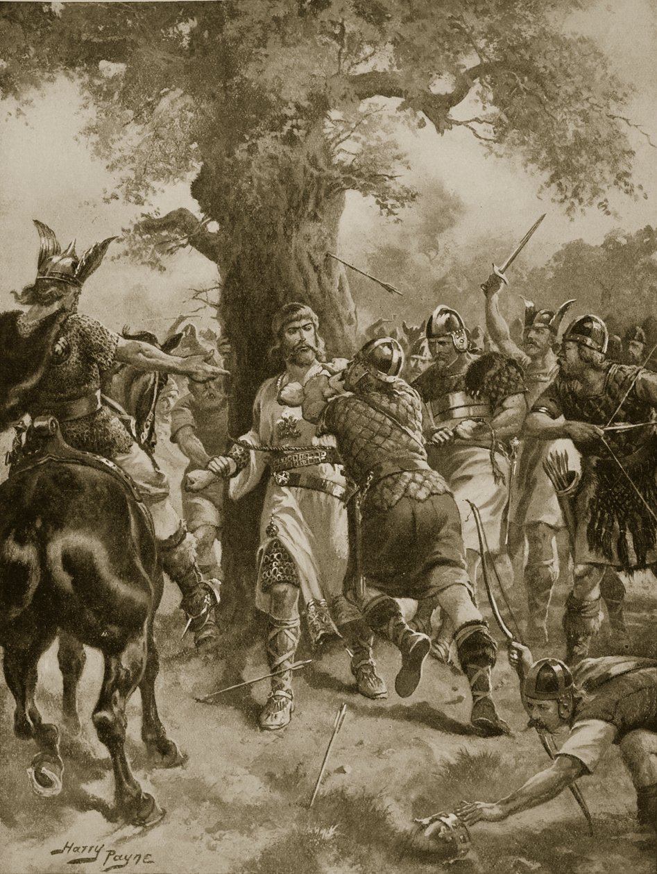 St. Edmund Slain by the Danes, 870 AD, illustration fra 