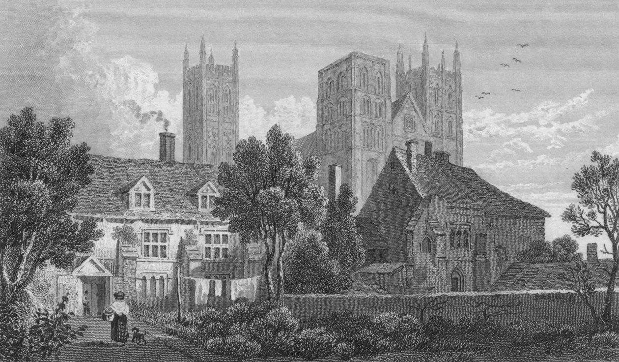 Canterbury katedral. Kent, c1831 af Henry Adlard
