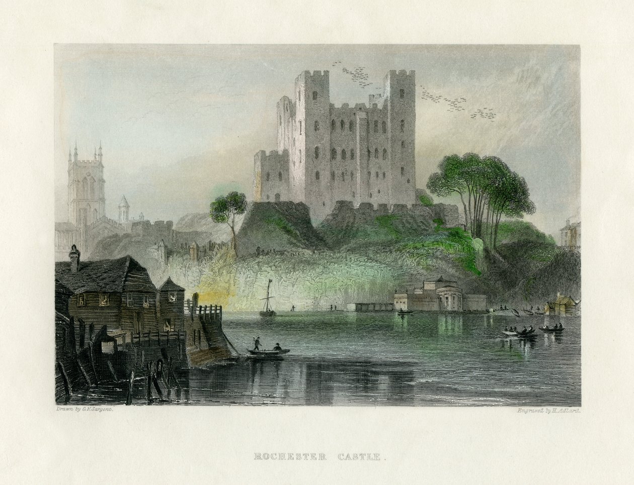 Rochester Castle, Kent, midten af det 19. århundrede. af Henry Adlard