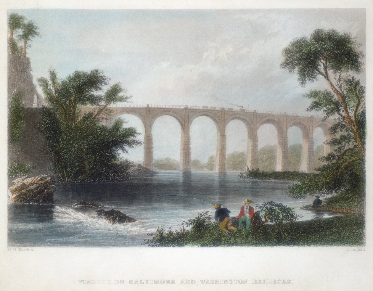 Viadukt på Baltimore & Washington Railroad, c1838 af Henry Adlard