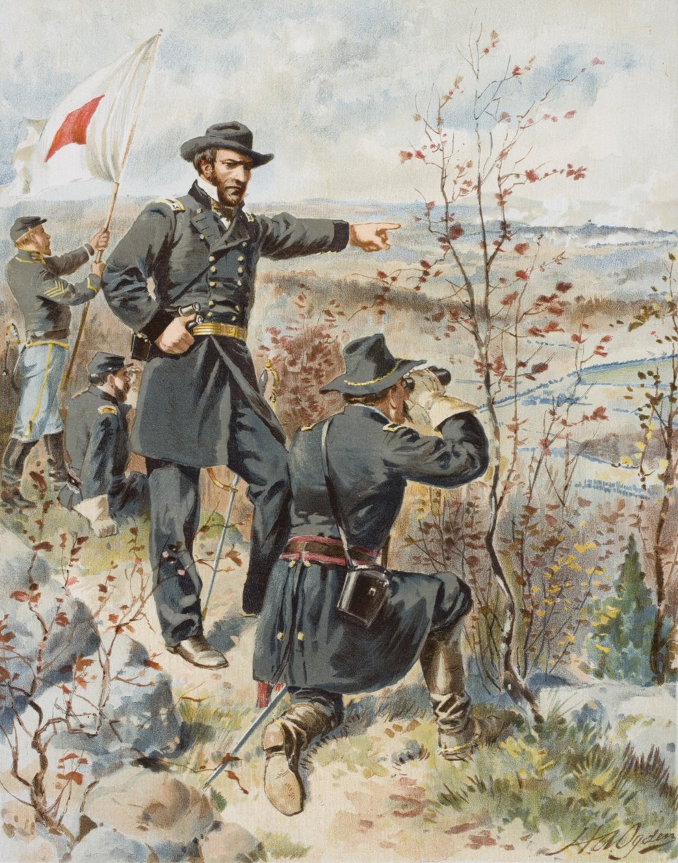 General Sherman ved Kenesaw Mountain under slaget ved Allatoona Pass, den 4. oktober af Henry Alexander (after) Ogden