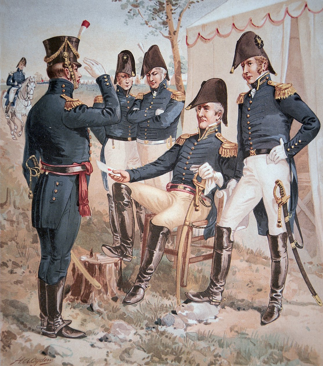General Andrew Jackson (1767-1845) og hans stab i marken af Henry Alexander Ogden