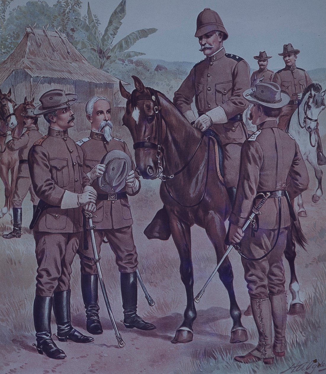Spansk-amerikansk krig 1898, amerikanske tropper, bereden Gen Lawton, Commander Second Division, 5th Army Corps, i Cuba af Henry Alexander Ogden