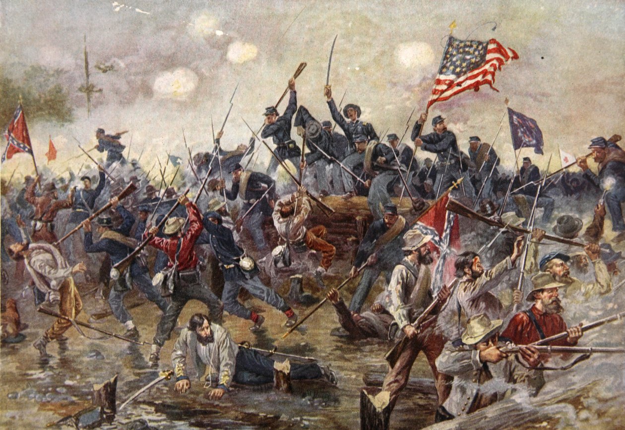 Slaget ved Spotsylvania, 8.-21. maj 1864 (farvelitografi) af Henry Alexander Ogden