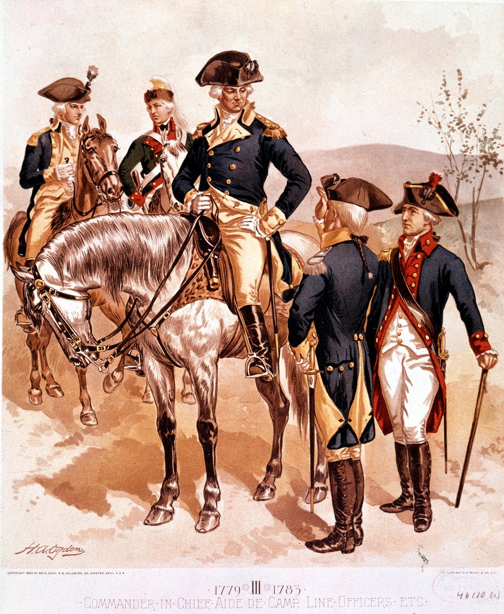 Uniform for øverstkommanderende og officerer i den amerikanske kontinentalhær af Henry Alexander Ogden