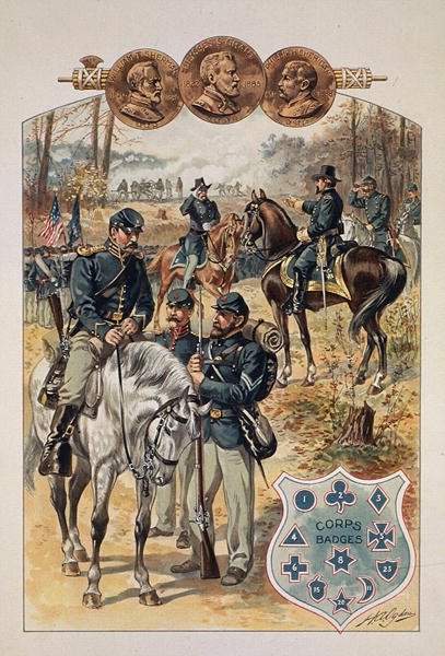 Union Uniforms and Corps Badges (akvarel på papir) af Henry Alexander Ogden