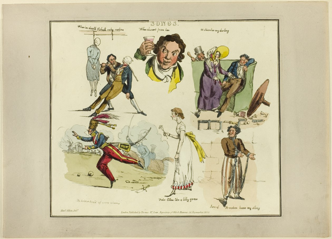 Plade fra illustrationer til populære sange af Henry Alken