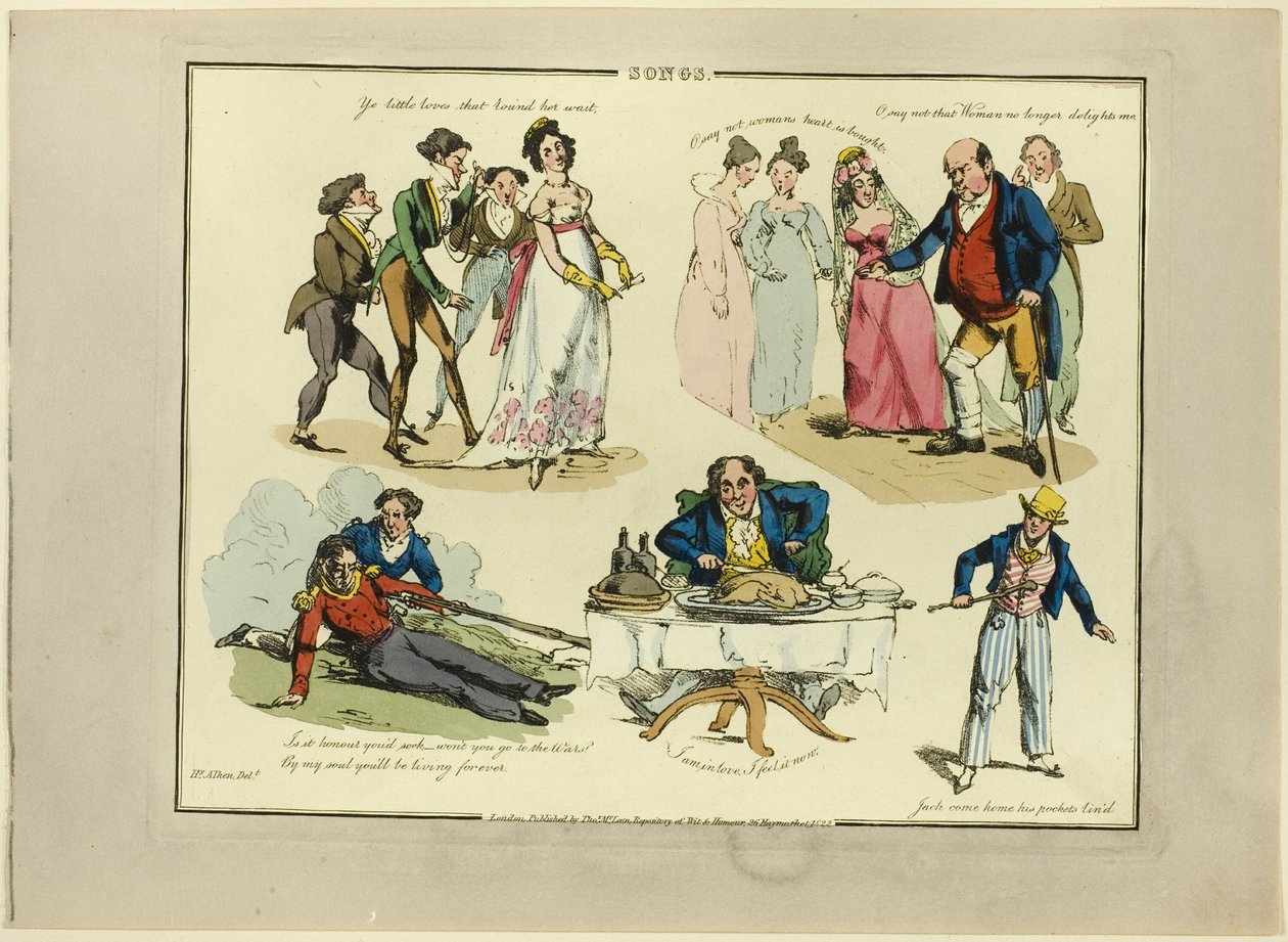 Plade fra illustrationer til populære sange af Henry Alken