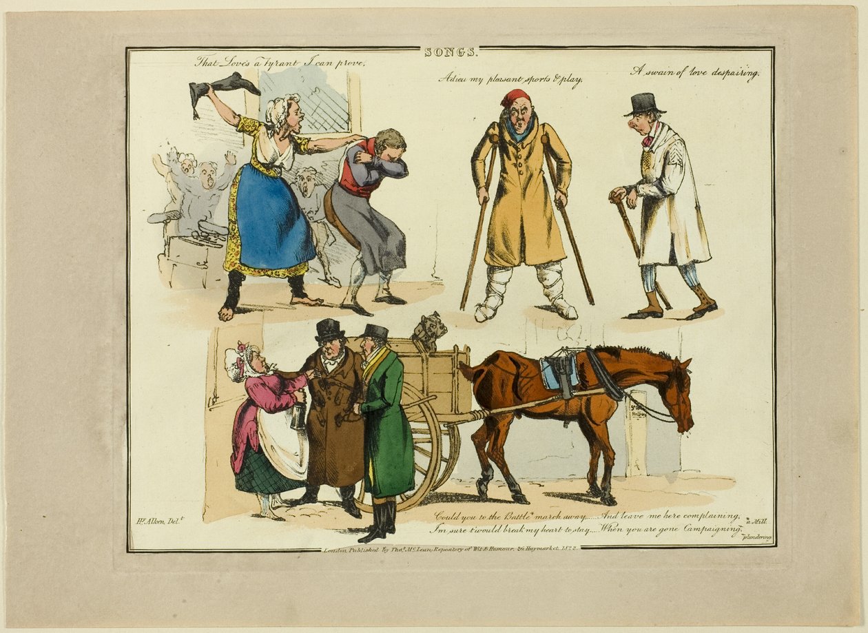 Plade fra illustrationer til populære sange af Henry Alken