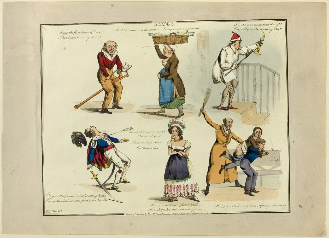 Plade fra illustrationer til populære sange af Henry Alken