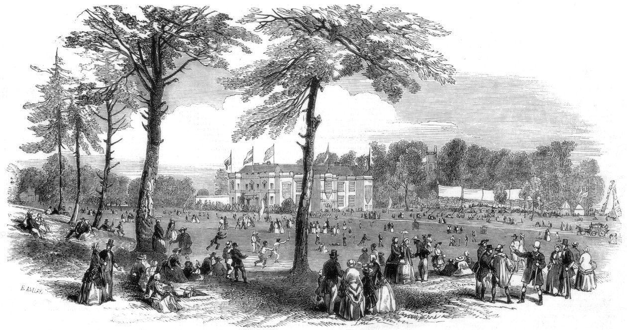 Place, Temperance, and Bond of Universal Brotherhood festival, Hartwell, Buckinghamshire, 1851. af Henry Anelay