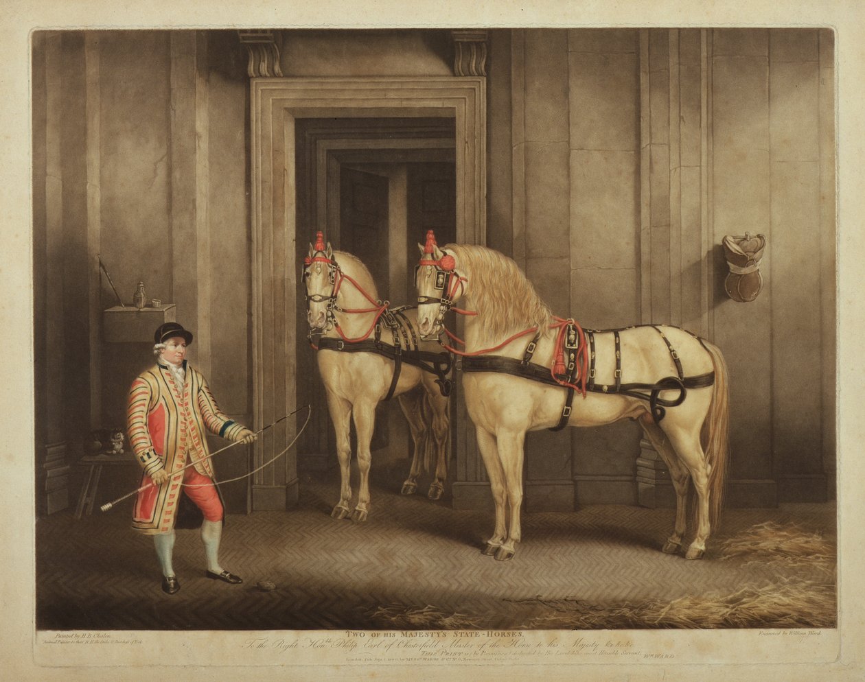 To af His Majestys State Horses, graveret af William Ward, 1. september 1800 (mezzotint) af Henry Bernard Chalon