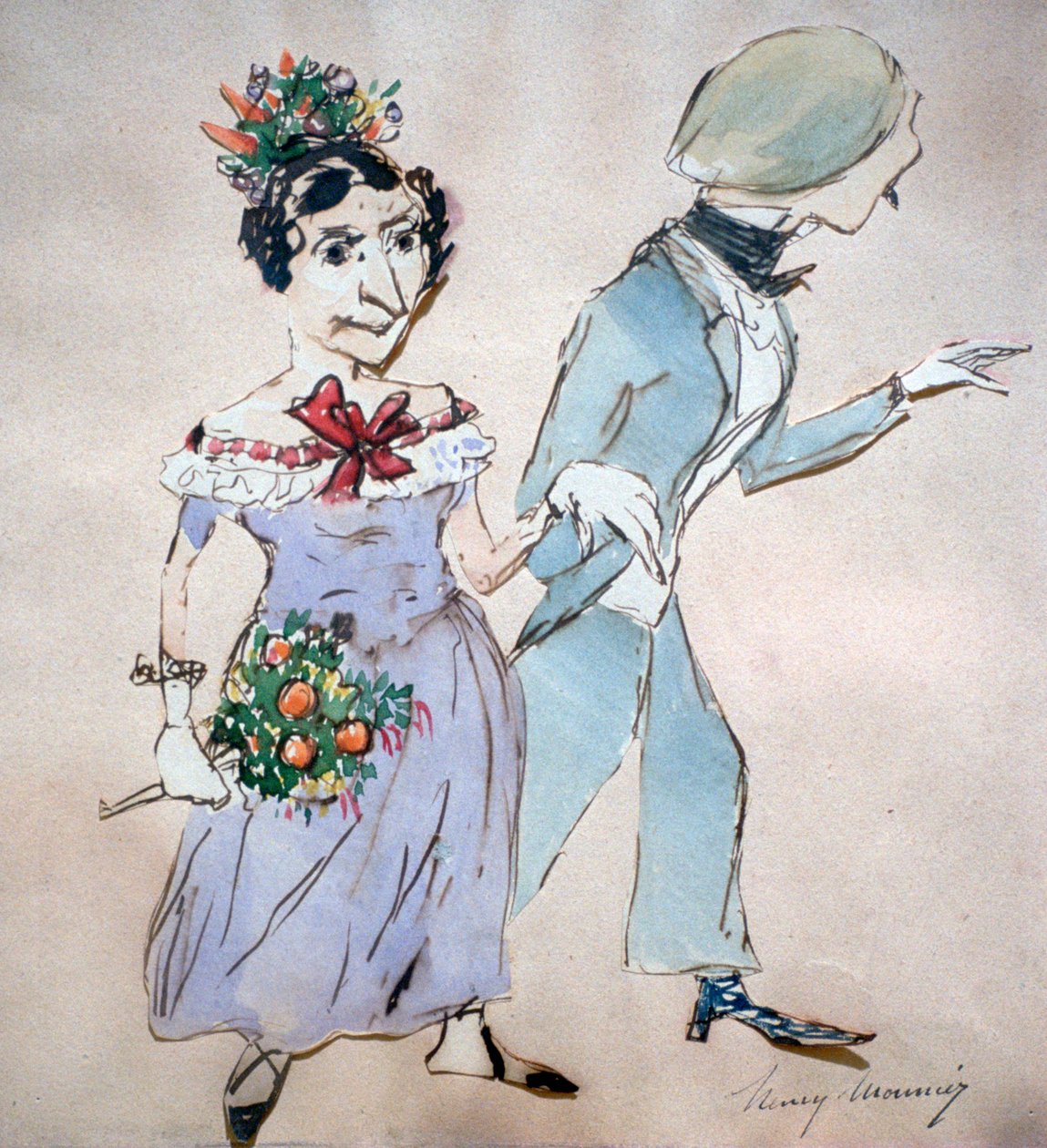 Parret med buketten, c1825-1877 af Henry Bonaventure Monnier