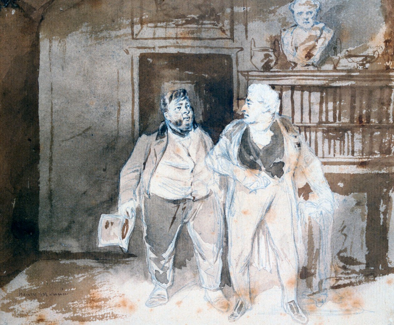 To tegn, c1825-1877 af Henry Bonaventure Monnier