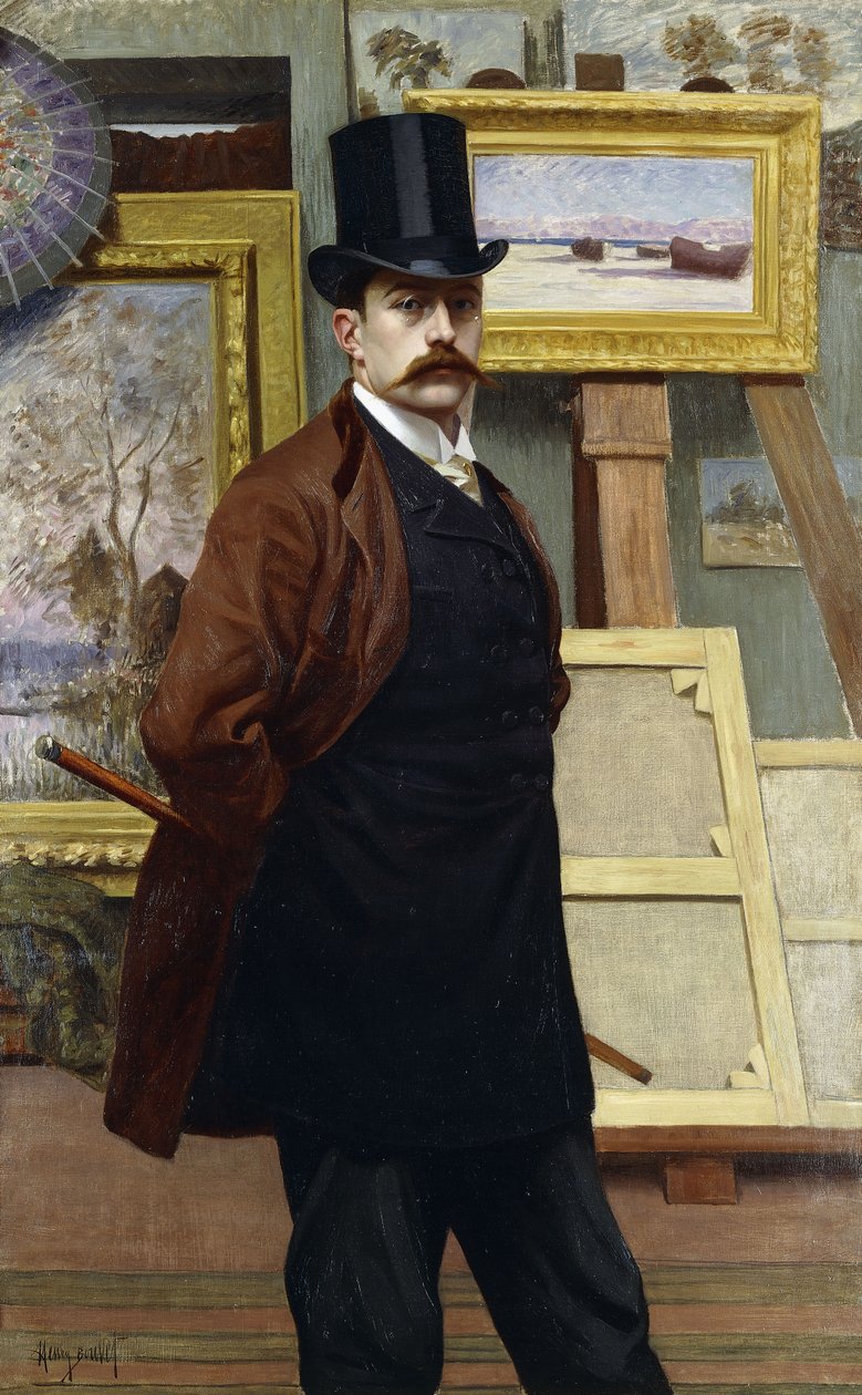 Selvportræt af kunstneren i hans studie (olie på lærred) af Henry Bouvet
