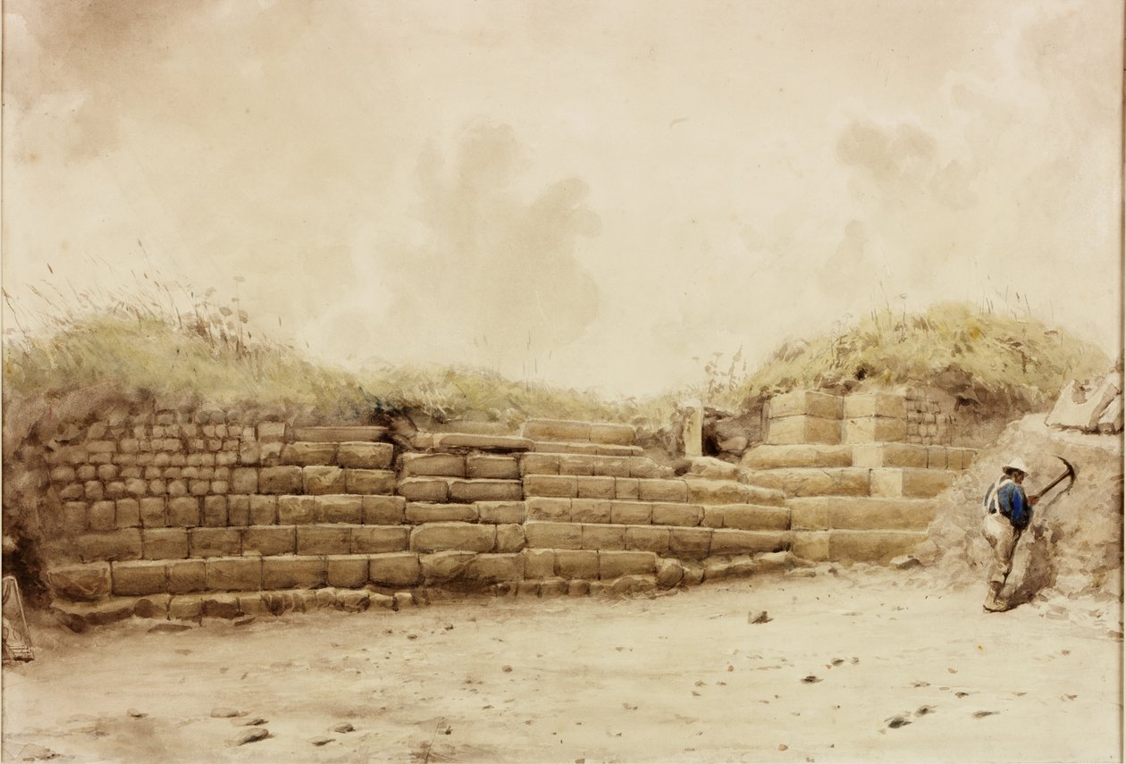 Housesteads, ca. 1848 (blyant og akvarel på papir) af Henry Burdon Richardson