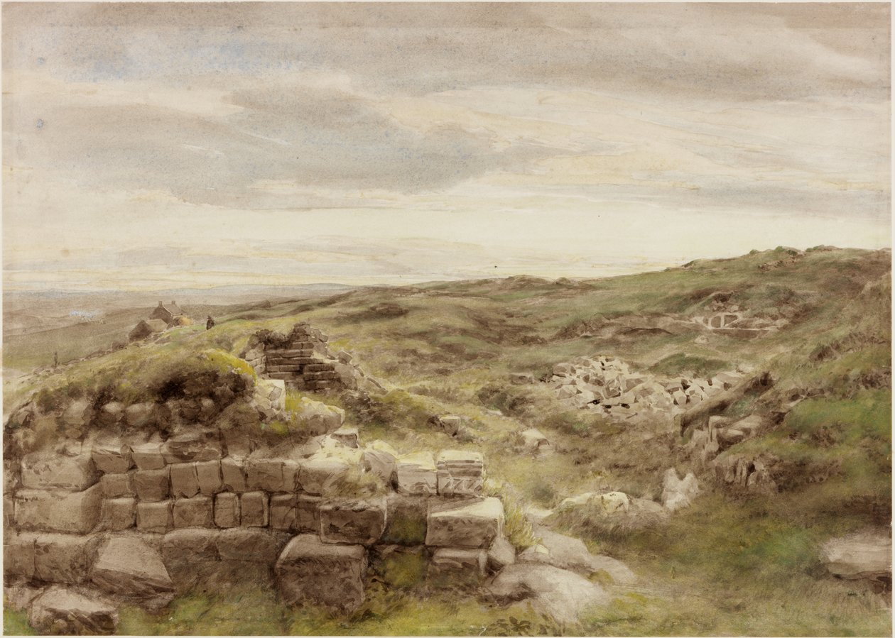 Housesteads, ca. 1848 (blyant og akvarel på papir) af Henry Burdon Richardson