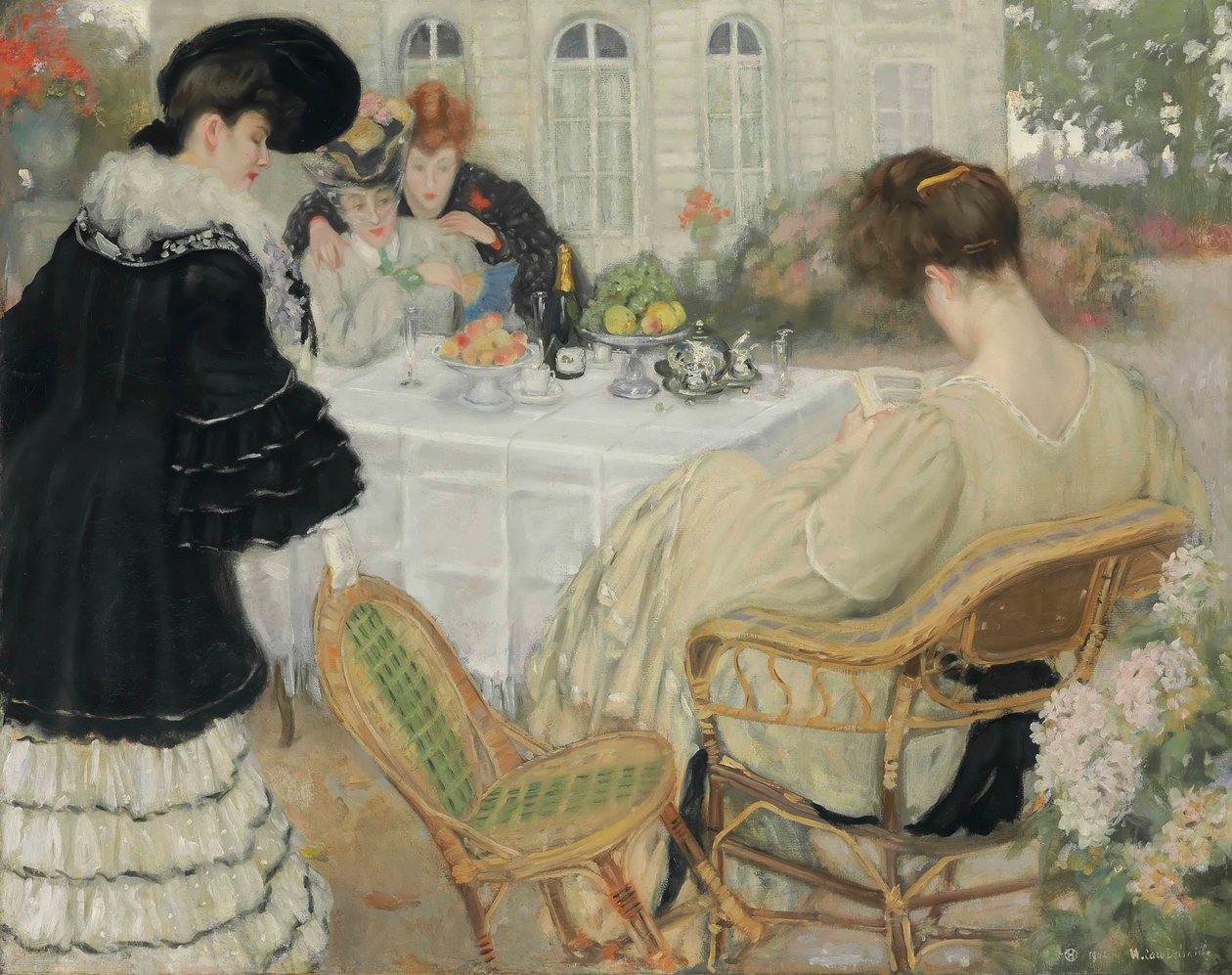 Damer, der tager te, 1902. af Henry Caro Delvaille
