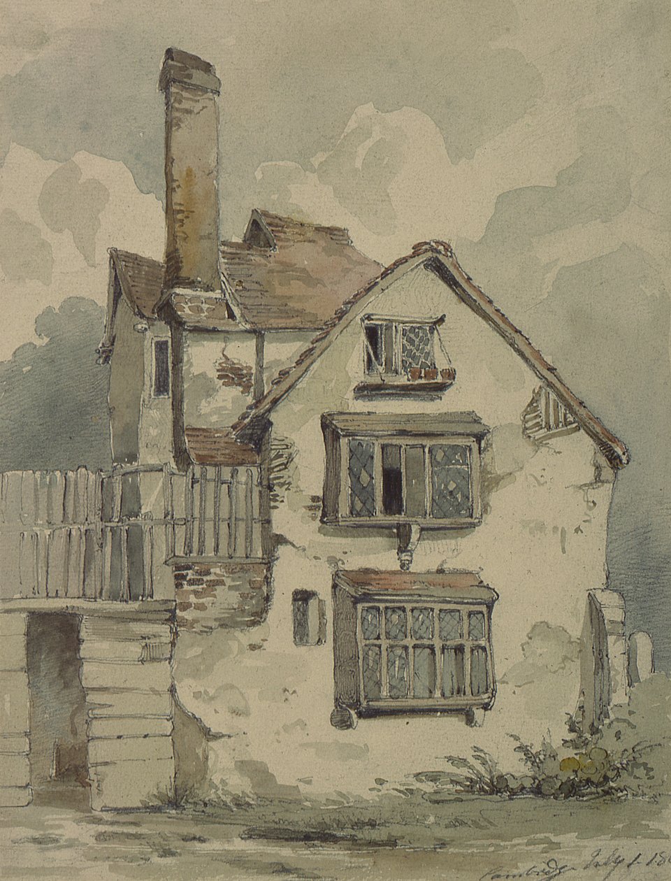 Et gammelt hus i Cambridge (wc på papir) af Henry Cave