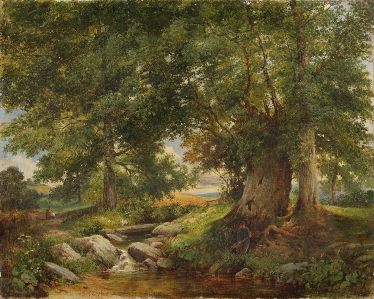 En ørredstrøm nær Worcester, 1866 af Henry Chaplin