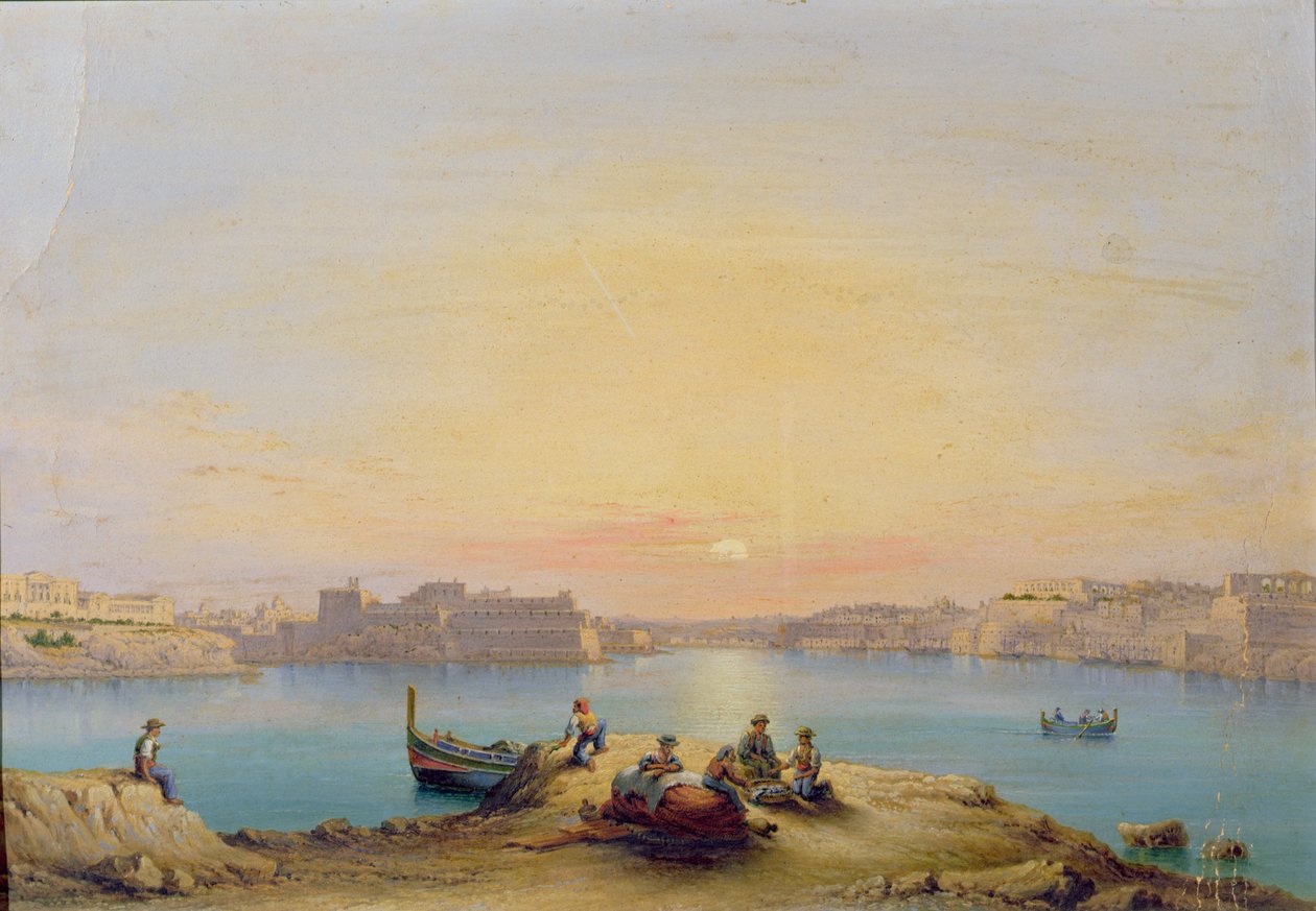 Valletta Havn ved solnedgang af Henry Charles Ferro