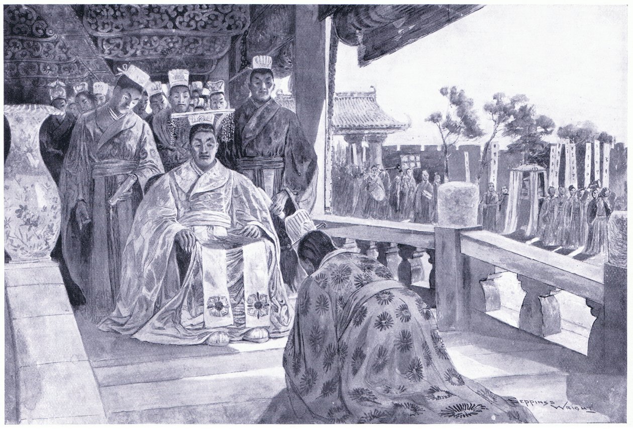 Han Yu præsenterer sit mindesmærke af Henry Charles Seppings Wright