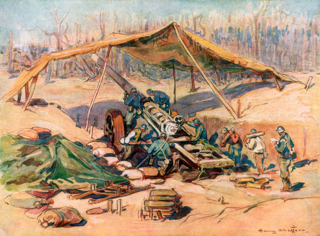Fransk artilleristilling, Frankrig, 1918, 1926. af Henry Cheffer