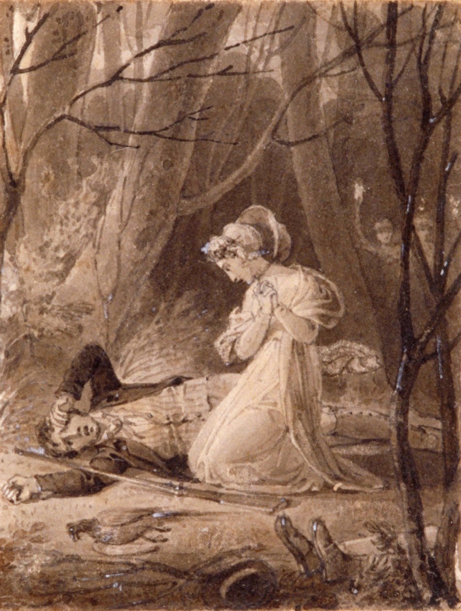 Scene fra George Crabbes Tales of the Hall, 1800-tallet. af Henry Corbould