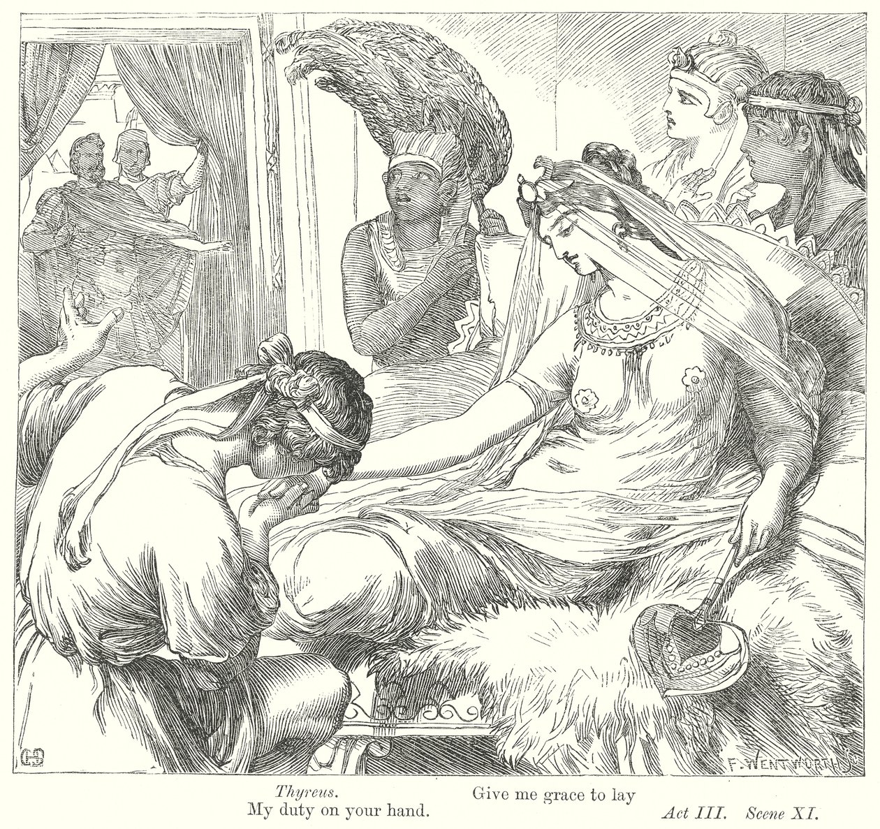 Antonius og Kleopatra (kobberstik) af Henry Courtney (after) Selous