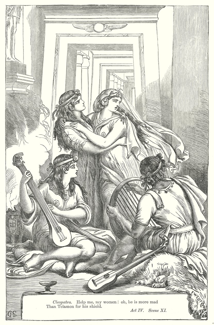 Antonius og Kleopatra (kobberstik) af Henry Courtney (after) Selous